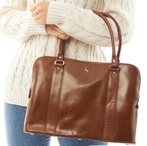 Ashwood 3-Section Gina Leather Tote/Work Bag, Large, Zip Close, in Cognac, EUC!